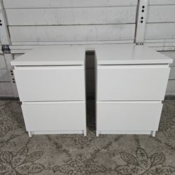 2-Nightstands, White Color, Measurement: Wide 16" × Deep 19" × Height 21.5"