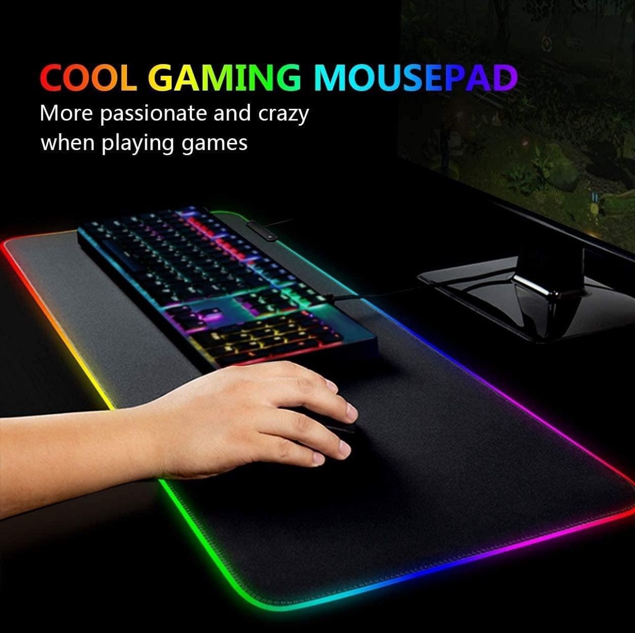 WOTEK GAMING MAT x MOUSE RGB XXXL MOUSEPAD 80x30x0.5cm BLACK USB LARGE