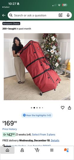 Christmas Tree Storage Bag | Heavy Duty Dolly-Style XXL Rolling Duffle Bag - 12 Foot 