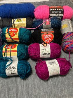 Mixed Yarn Lot Red Heart and Caron