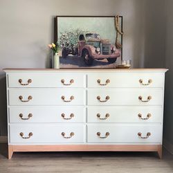 Light Blue Solid Walnut 8 Drawer Dresser By Bissman