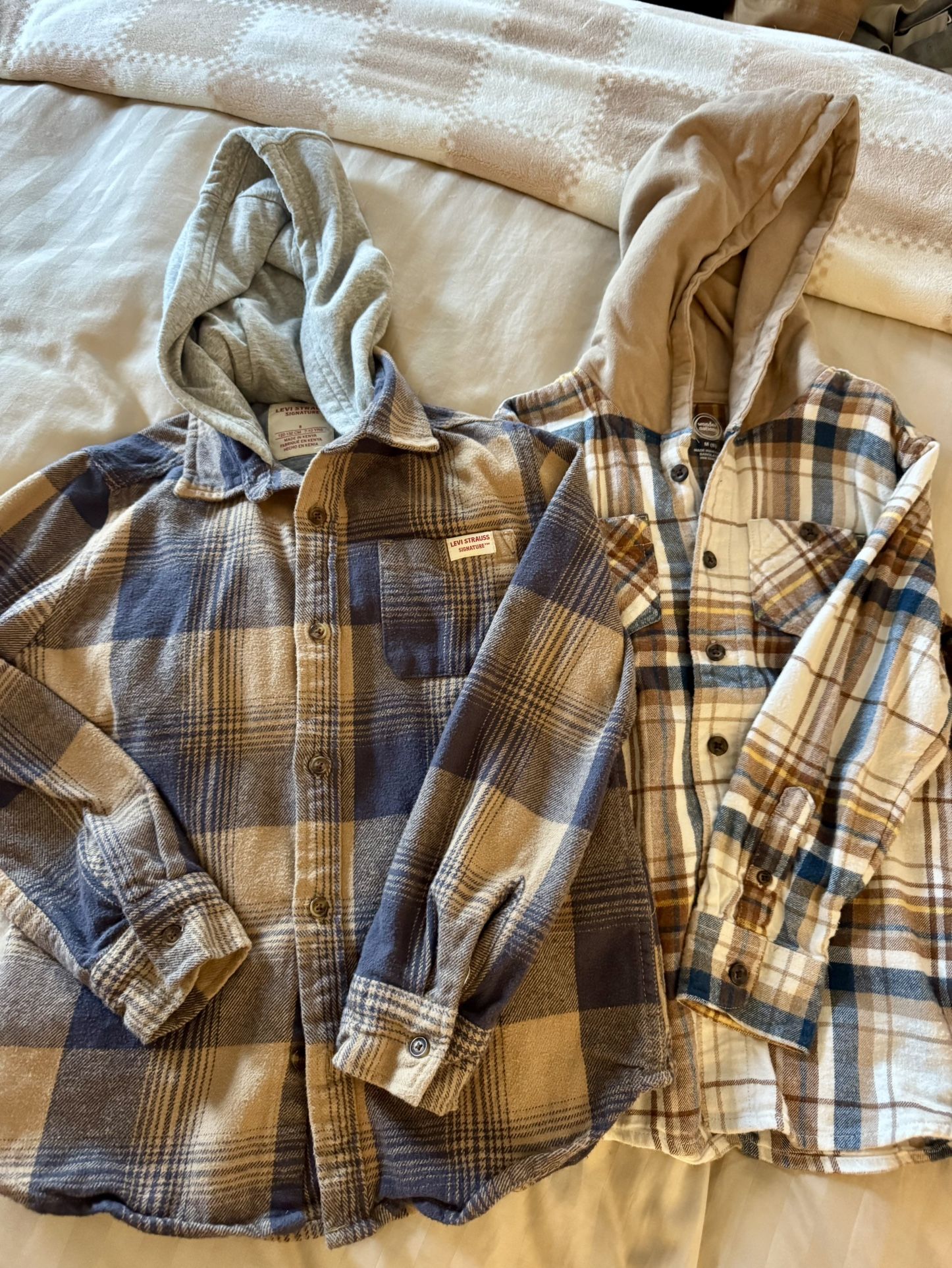 Two Hoodie Flannels, Size 8, Like New