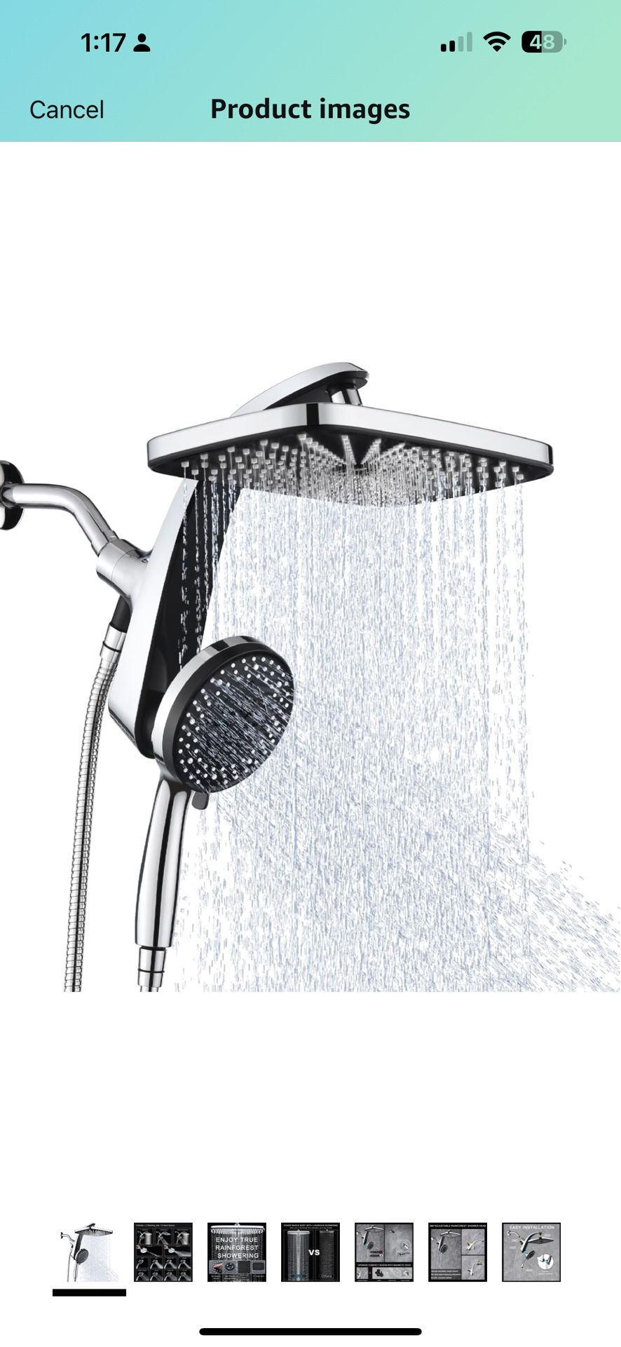 High Pressure Rain Shower Head: Upgrade Shower Heads with Handheld Spray Combo with Fixed Showerhead and 10 Sprays Handheld Shower Head, Detachable Sh