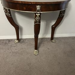 Beautiful Maitland Smith Half Round  Table  With Gold Claw Feet