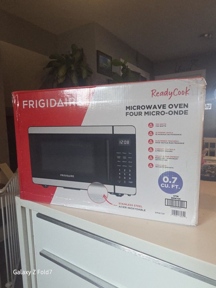 George Washington high school.  

Frigidaire, 0.7 Cu. Ft. Countertop Microwave Oven, Stainless Steel EMW729