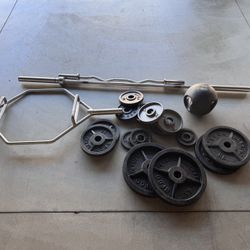  Home Gym Bundle – Olympic Bar, Trap Bar, EZ Bar, Plates, Med Ball