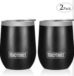 Lot of 2 - 12 oz Wine Tumbler with Lid