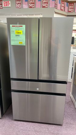 Samsung Bespoke Standard-Depth Beverage Center 29-cu ft 4 -Door 36-in Wide with Dual Ice Maker and Door within Door (Fingerprint Resistant Stainless S
