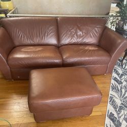 Italian Leather Sofa & Ottoman