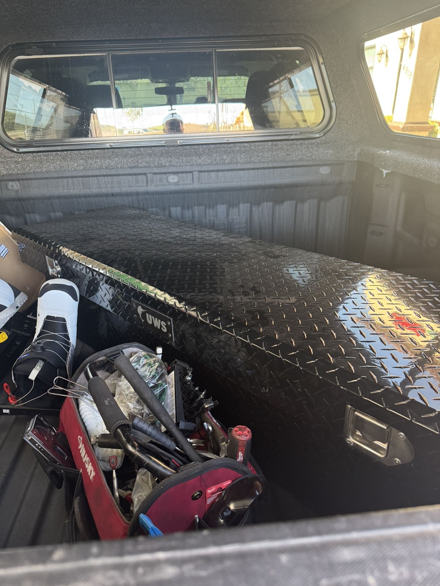 Mint Condition Toolbox For Chevy Truck Bed(black)with Keys To Lock And Unlock