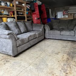 Sofa And Loveseat Set (Couch pair) - Grey