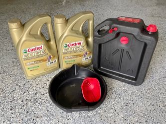 Complete DIY Oil Change Kit: Castrol 0W-20 (6.5 Qt) + Drain Containers