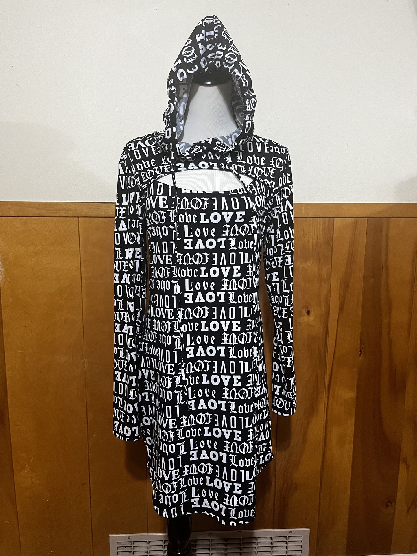 Drawstring Hooded Tunic Dress