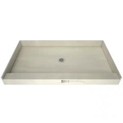 Tile Redi Redi Base 48 in. x 60 in. Single Threshold Shower Base with Center Drain and Polished Chrome Drain Plate