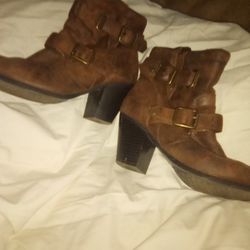 Brown Heeled Boots  6m Size