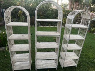 3 White Rattan Wicker shelf’s