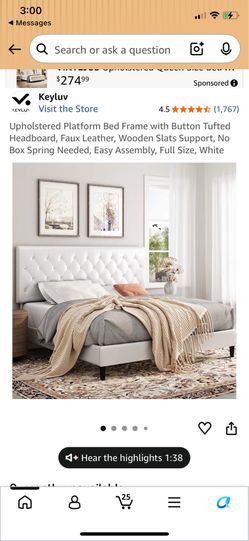 White faux Leather full-size Headboard/bedframe