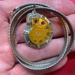 Custom Sterling Silver Ammonite Fossil Pendant Necklace