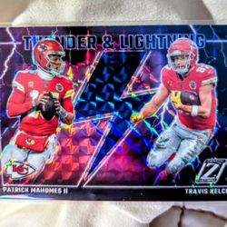 2023 Panini Zenith NFL Patrick Mahomes / Travis Kelce "Thunder & Lightning"  Blue Prizm SP Chiefs