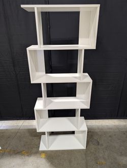 Modern White Geometric Open Shelf Bookcase Display Unit
