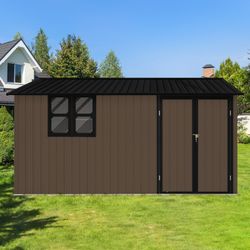 Metal garden sheds 10ftx12ft outdoor storage sheds brown with window