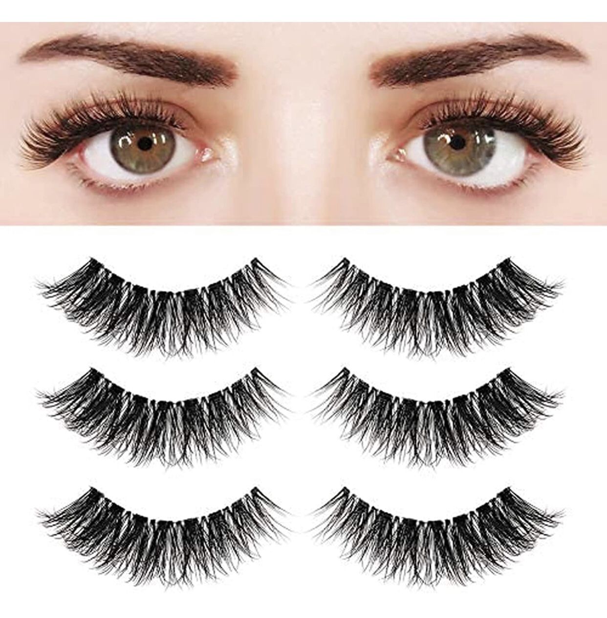 Eyelashes Natural Look False Lashes - Bepholan Fake Eyelashes 5D Super Fluffy False Eyelashes Clear Band Wispy Lashes 3-Pack Faux Mink Lashes,XMZ92