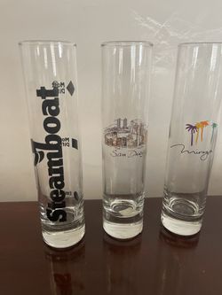 Vintage Taller Shot Glasses, Steamboat, San Diego And Mirage, $10 Each Or All 3 For $20