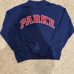 Marion Parke mockneck sweater navy and red womens L/XL new 