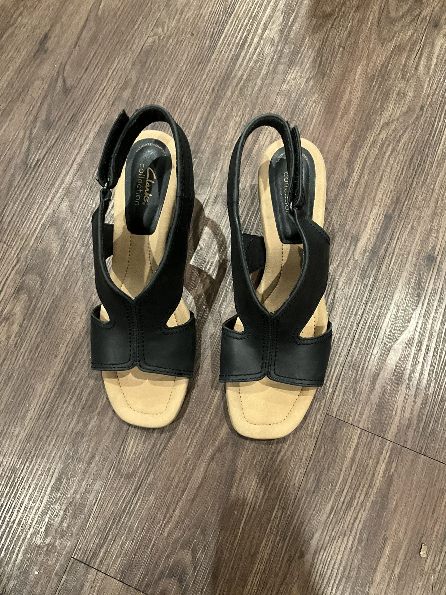 Clarks Women's Black Leather Sandals