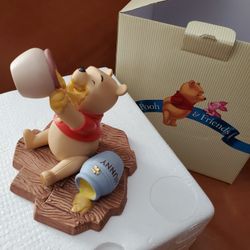 Winnie Pooh Honey Jar Statue Figurine Vintage Like New W Box Disney