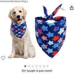 2 Pcs USA Dog Bandanas And 2 Pcs Lanyard