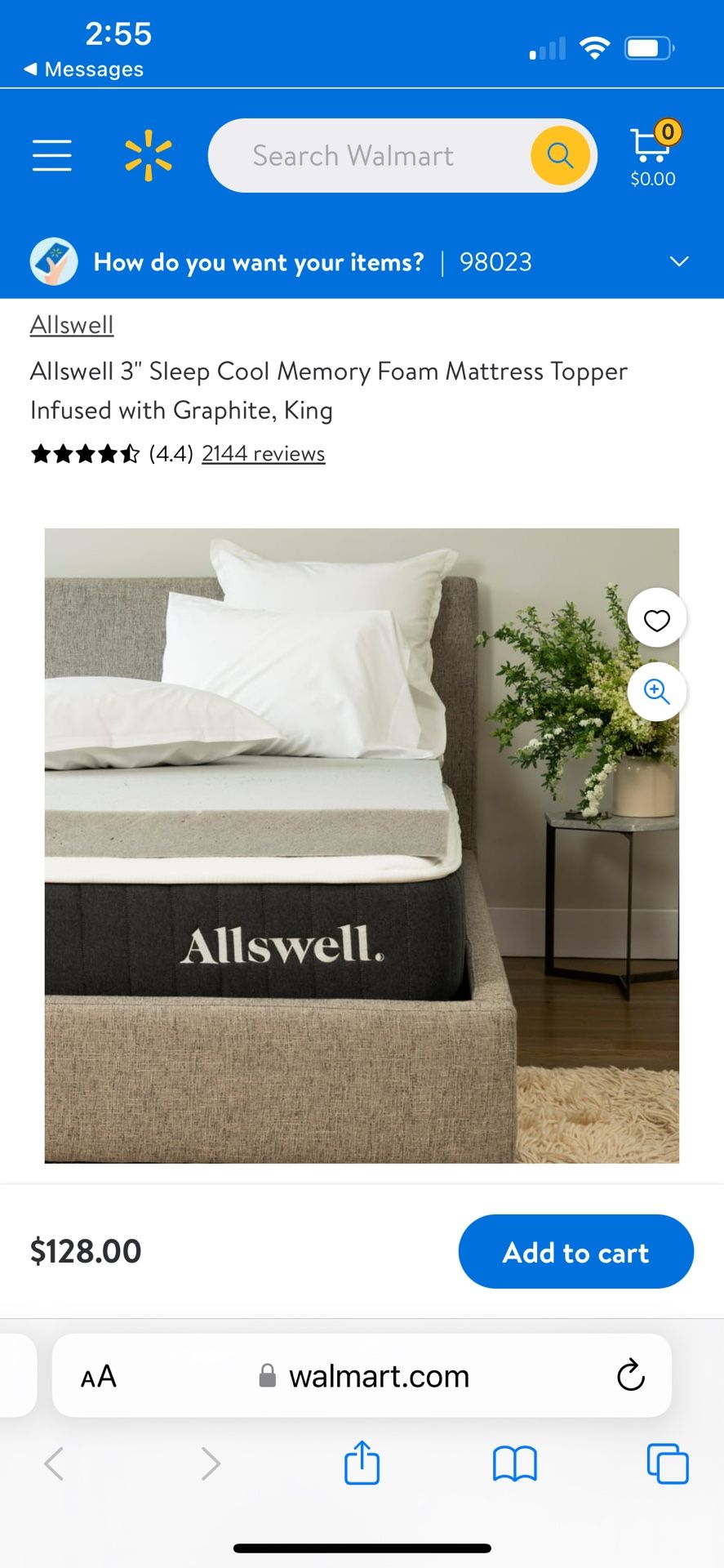 Allswell 3” Sleep Cool Memory Foam Mattress Topper King for Sale in