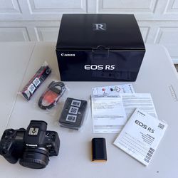 Canon EOS R5 Mirrorless Camera Body + EF-EOS R Adapter + CFexpress/SD Cards