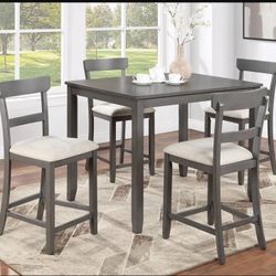 Dining Set : Table + 4 Chairs (Counter Hight)