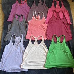 Lot Of 9 Lululemon Size 10 Multicolored Tank Tops