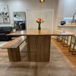 West Elm Anton Solid Wood Table & Bench Set