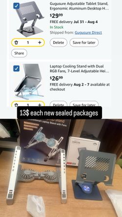 Laptop Cooling Stand with Dual-Turbo Fans, 7-Level Adjustable Aluminum Laptop Riser, Ergonomic Notebook Cooler Stand for 10-17.3 Inch Laptops, 2 Wind 
