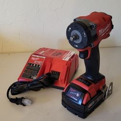 M18 FUEL GEN-3 18V Lithium-lon Brushless Cordless 3/8in.  Compact  Impact  Wrench With One 5.0Ah Battery and Charger 
