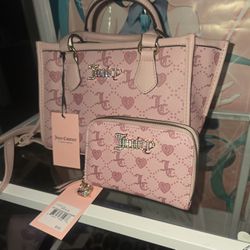 RARE SET Juicy Couture Forever Tote In Blush Old Release From Valentine's Day! NEW