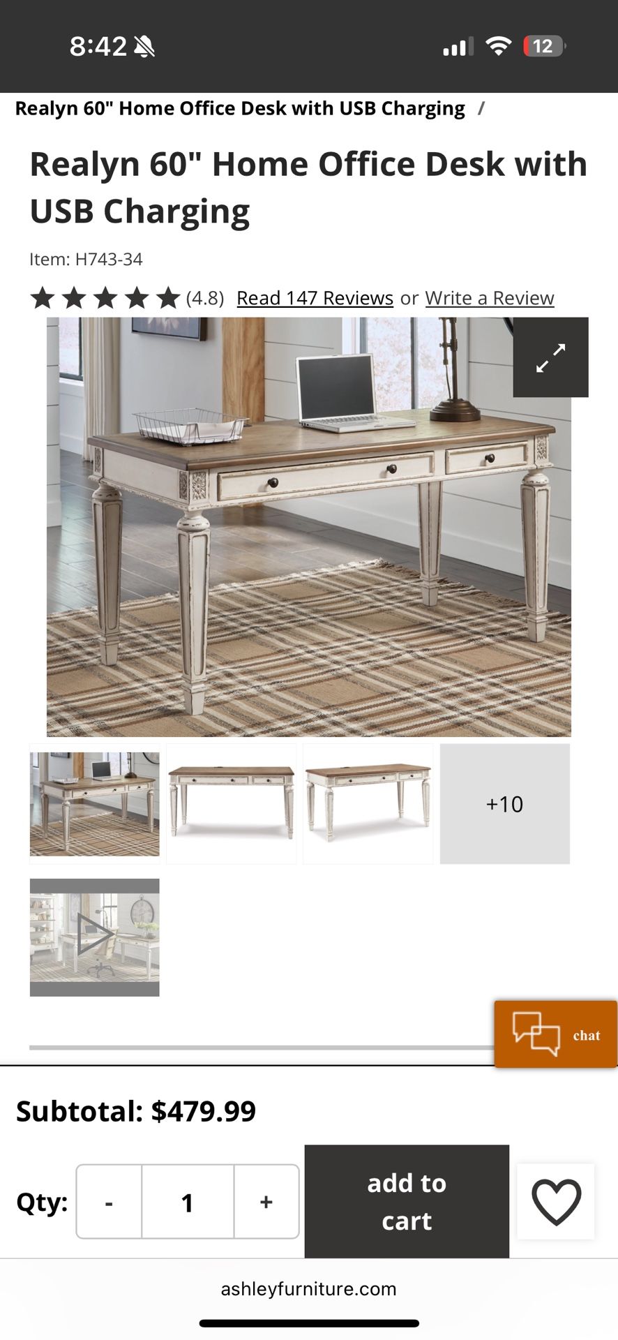 Ashley Realyn Lift Top Home Office Desk $300 OBO