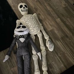 plush jack skellington and skeleton