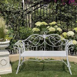 Brand new White metal patio bench