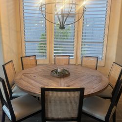 70 Inch Round Real Wood Rustic Table 