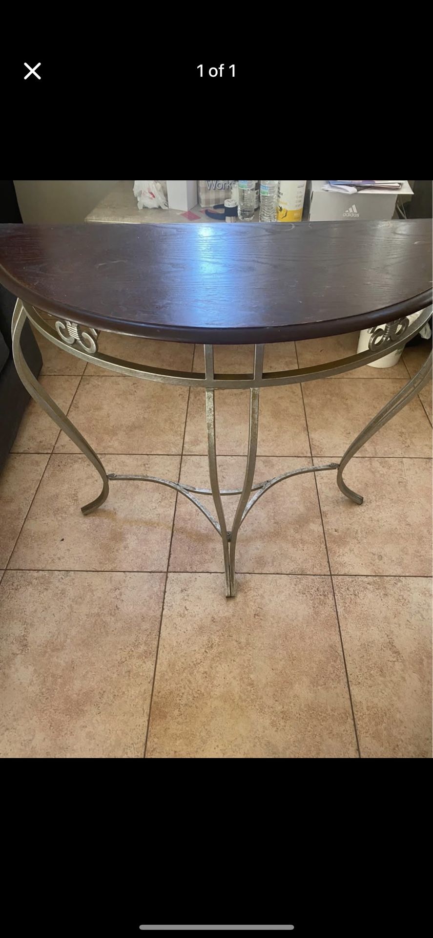 Wood console table with metal legs