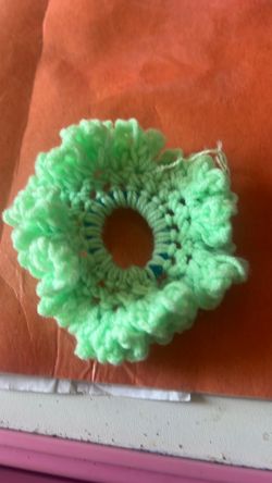 Mint Green Crochet Hair Scrunchie by my daughter