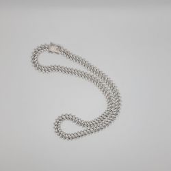 925 Silver Iced Out Spike Cuban Link Chain
