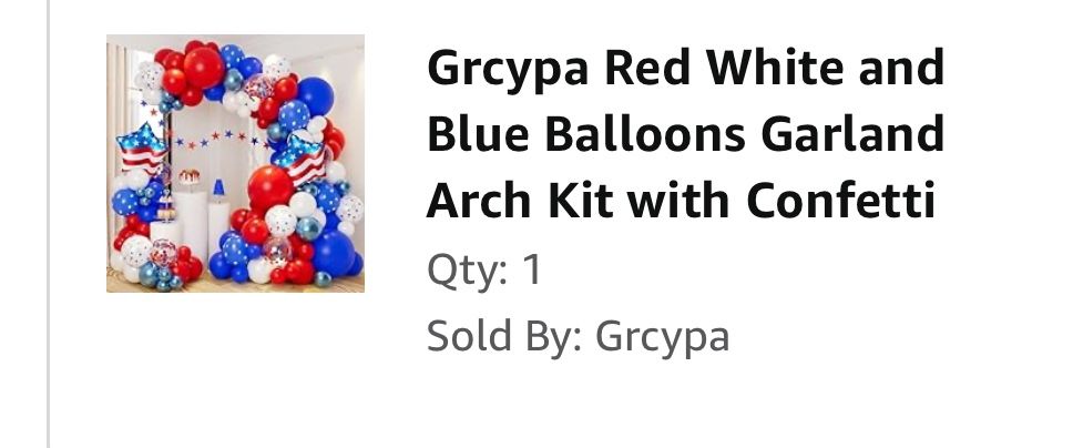 red white and blue balloon arch kit 4th of july