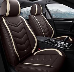 Car Seat Covers Fit for Honda 2000-2026, Stylish Sport Seat Covers, Waterproof Wear-Resistant Premium Nappa Leather Car Seat Covers.(2 Pcs Front/Coffe