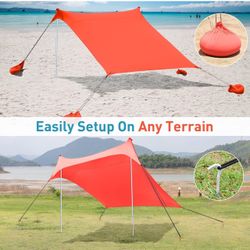 Beach Tents Pop Up 4-5 Person UPF50+, Popup Canopy Shade Camping Sun Shelter Portable with Carrying Bag, Outdoor Sunshade for Trips, Fishing or Grass 