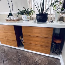 Modern White Gloss Buffet / Sideboard with Wood Drawers — Very Solid
